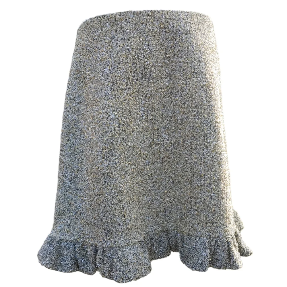 Kate Spade New Yorker Silver Metallic Tweed Skirt So Sparkly Size 14 NWOT
